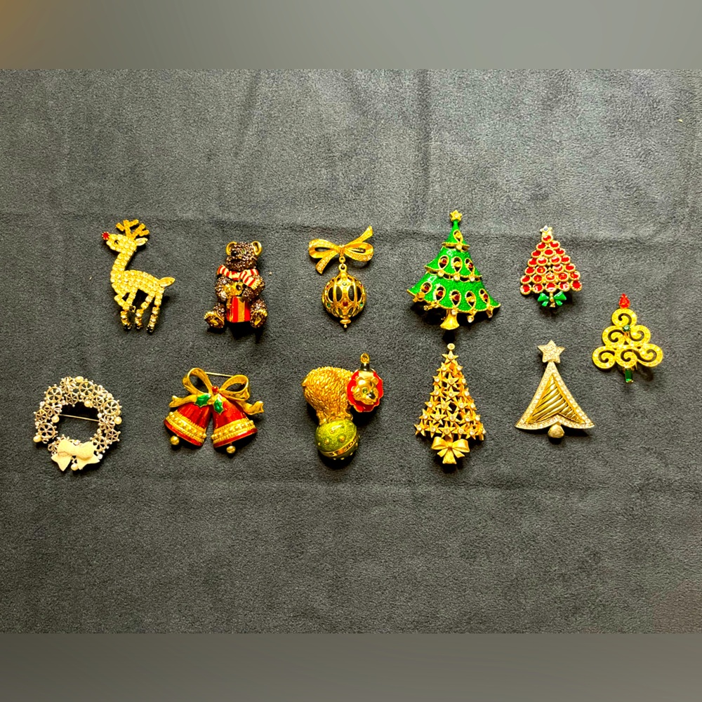 Antique holiday brooches